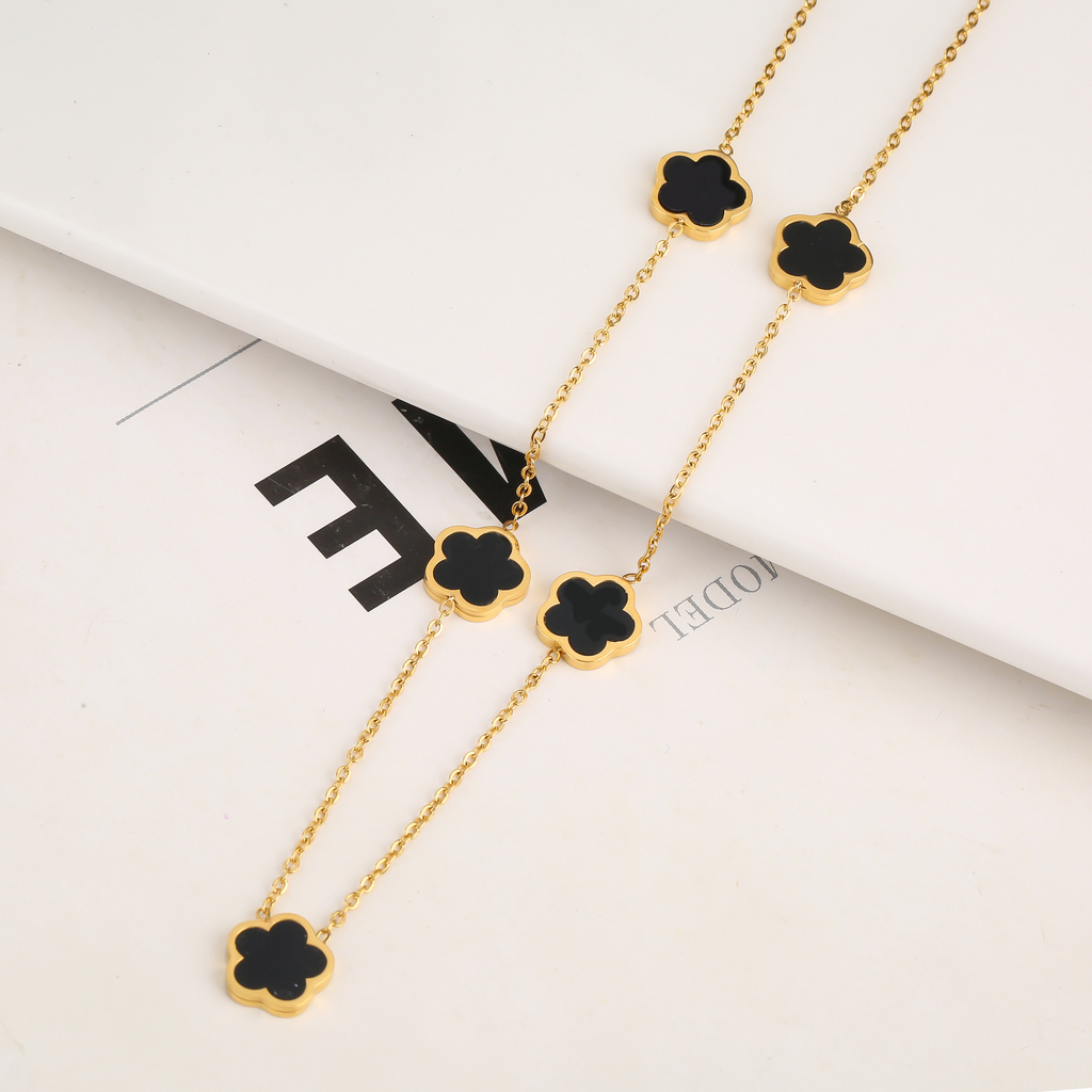 Stainless Steel Five-Petal Jewelry Set