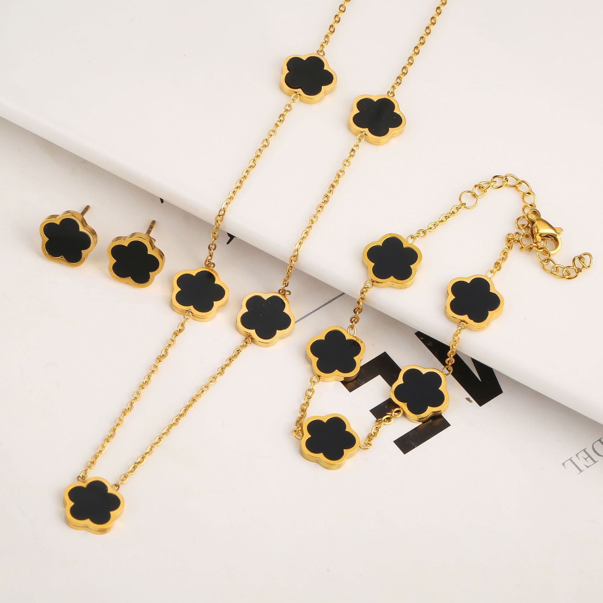Stainless Steel Five-Petal Jewelry Set