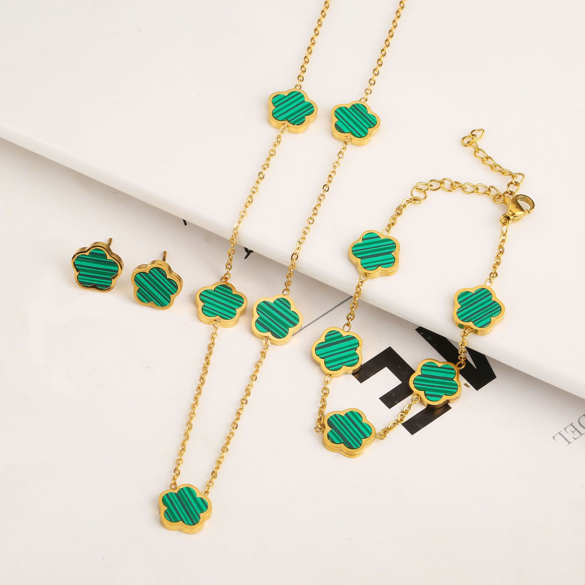 Stainless Steel Five-Petal Jewelry Set