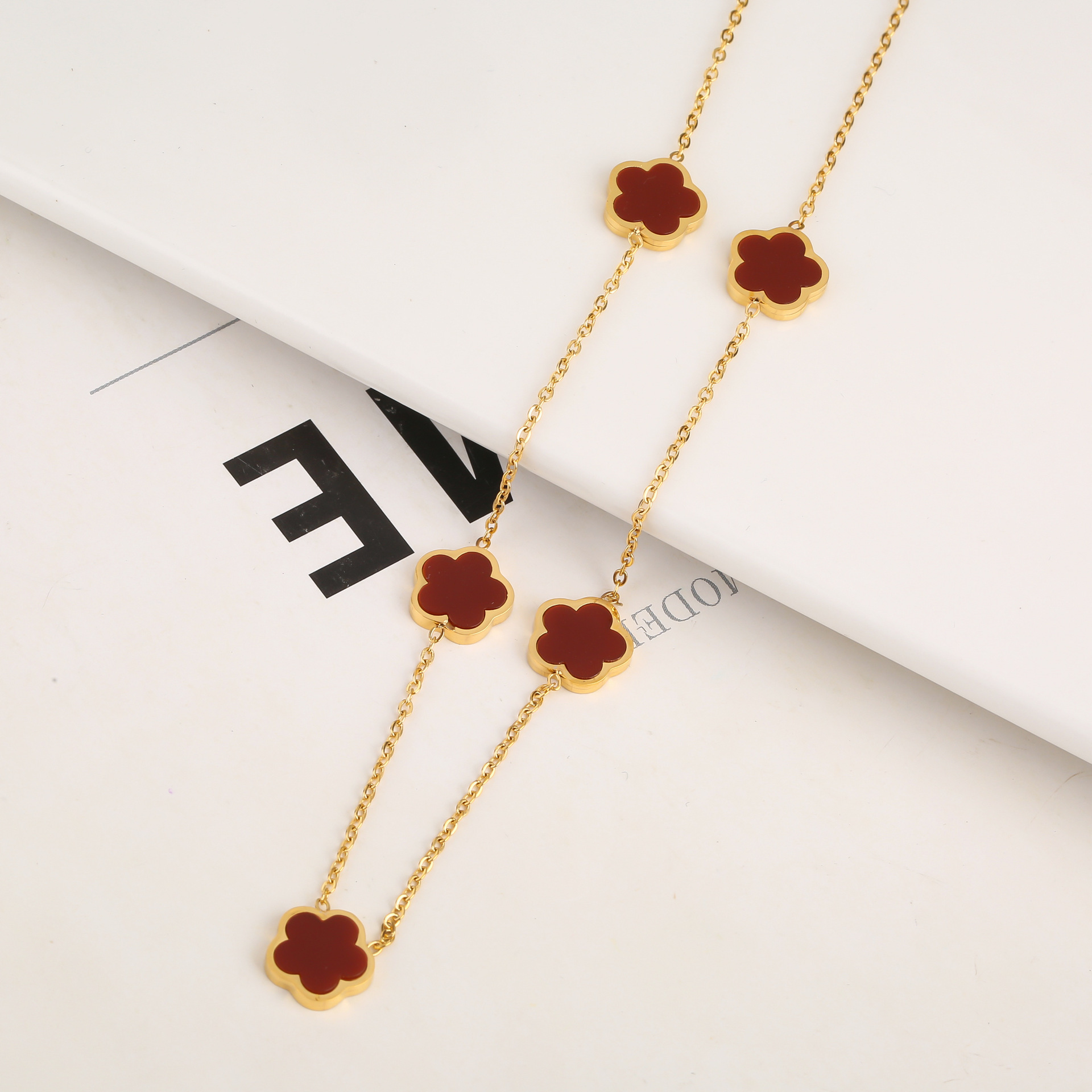 Stainless Steel Five-Petal Jewelry Set