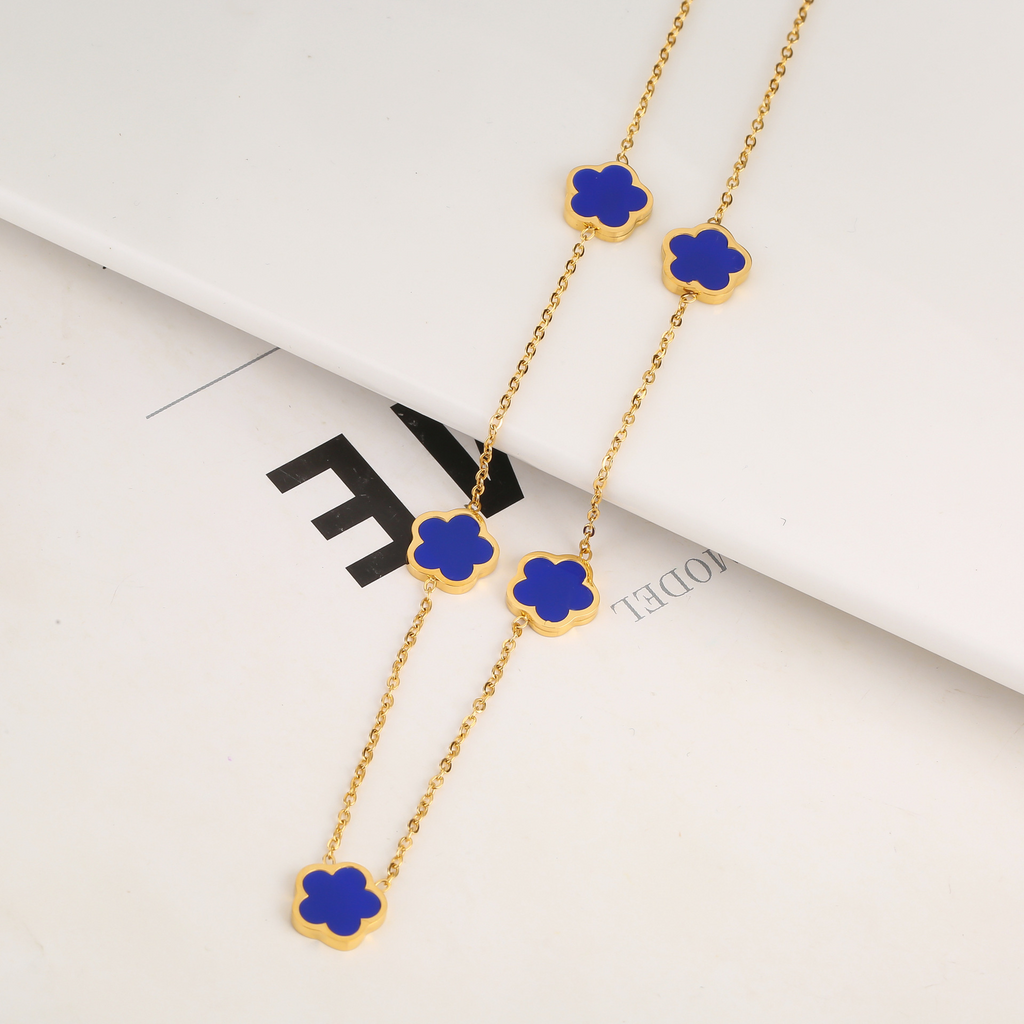 Stainless Steel Five-Petal Jewelry Set