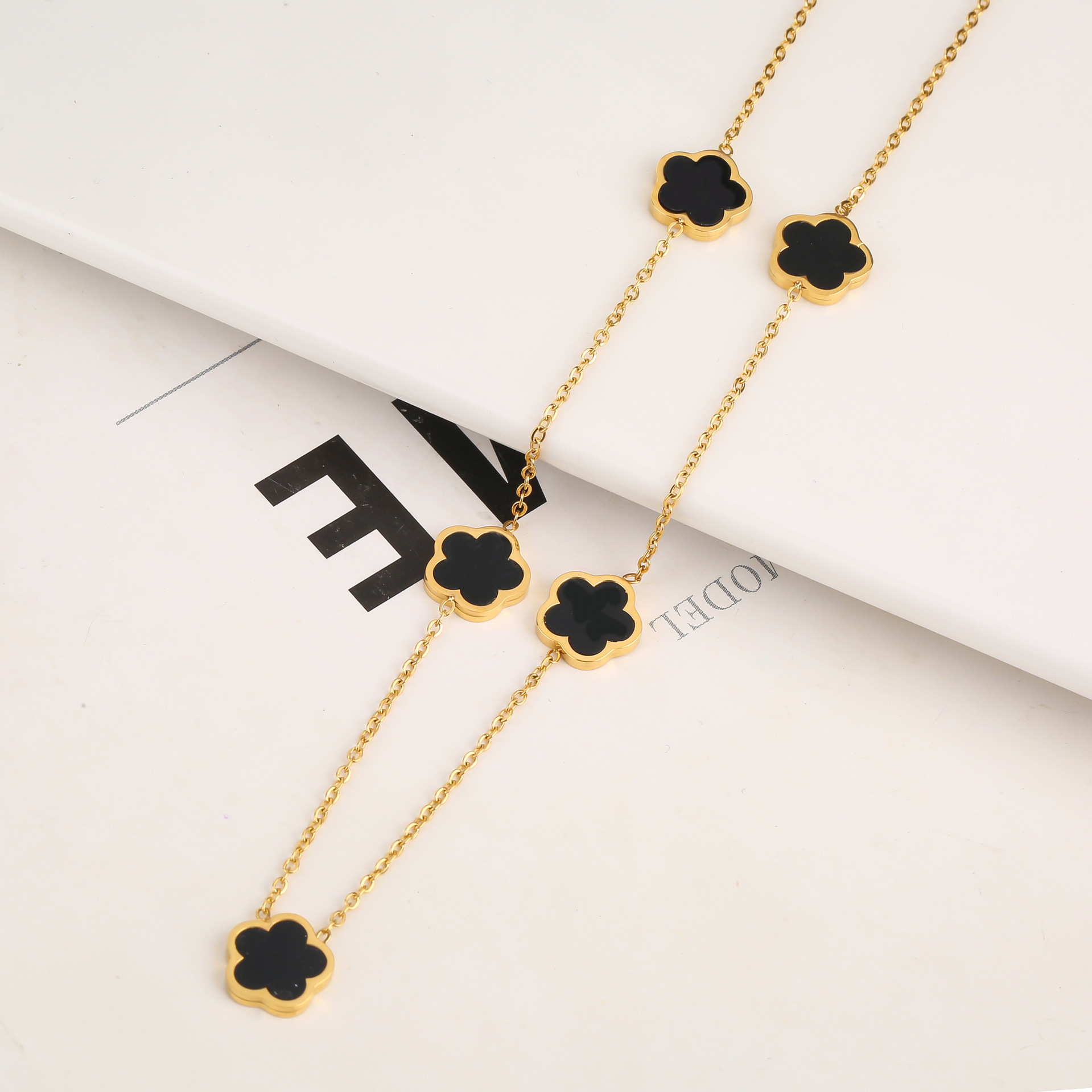 Stainless Steel Five-Petal Jewelry Set